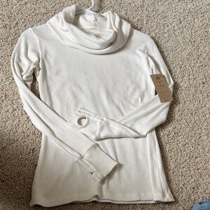 Albion Ribbed Cowl Neck Sweater - White